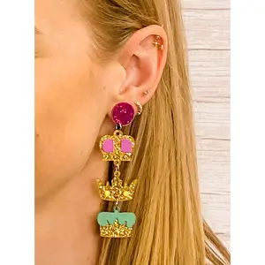 Acrylic Crown Earrings
