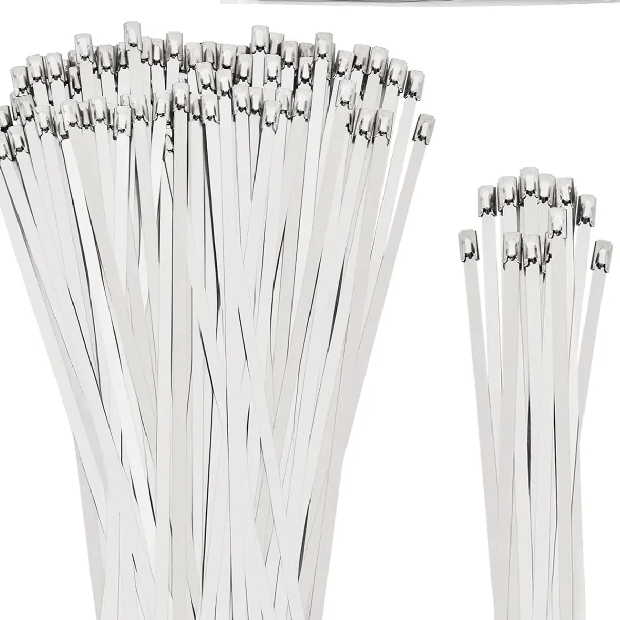 110PCS Metal Zip Ties, 11.8IN +7.8IN Stainless Steel Zip Ties Heavy Duty for Outdoor, Heat Resistant Cable Tie Buckle for Chain Link Fence, Exhaust Wrap, Pipe, Electrical Wiring, 2026 New