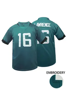 Men's Jacksonville #16 Football Jersey, Football Shirts, V Neck Embroidered Pullover, Breathable Loose Fit Short Sleeve Rugby Top,Unisex,Casual Outdoor Sports Wear, Athletic Tops