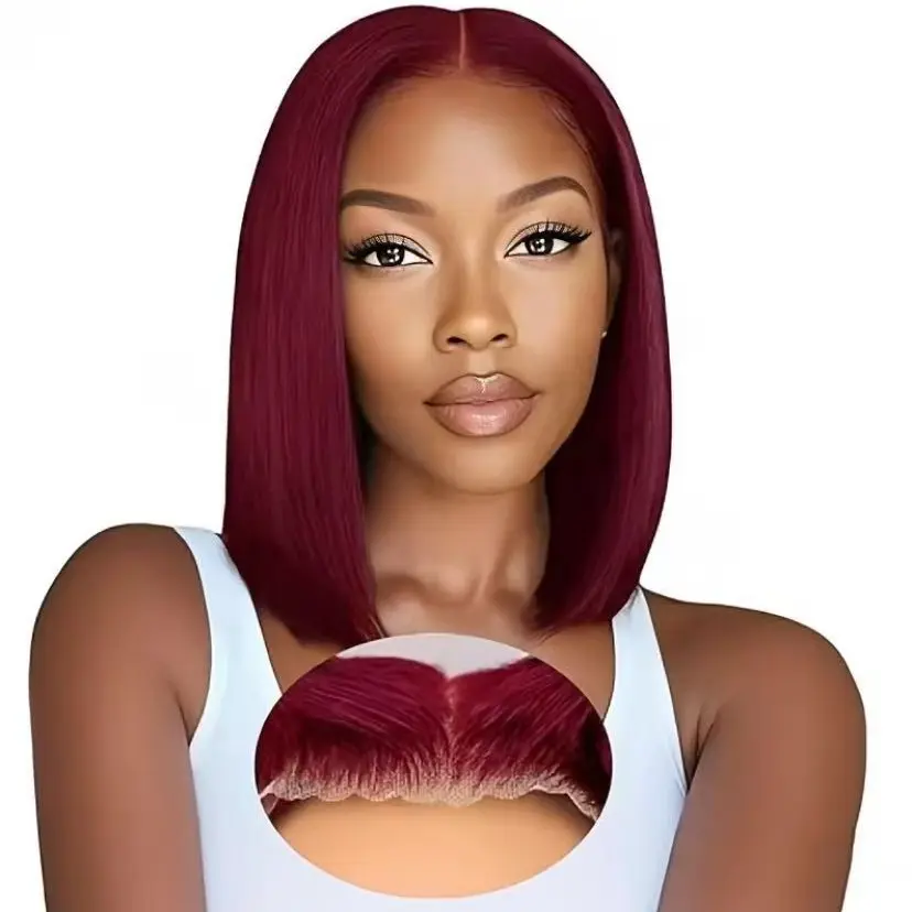 Shewell 99J 13*4 Front Lace Bob Glueless Wig - Drawstring Design, Pre-Plucked for Black Women