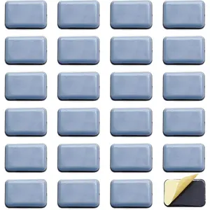 24 count Self-Adhesive Teflon Furniture Sliders, 35mm x 25mm Rectangle Stick Furniture Glides,Furniture Carpet Moving Pads for Protects Floor (Rectangle,Grayish Blue)