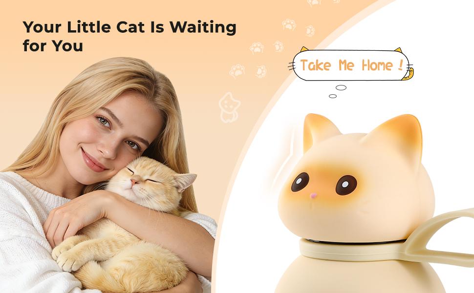 Vacuum Insulated Stainless Steel Water Bottle, Cute Cat Lid Tumbler for Cold & Hot, Coffee Travel Mug, Leakproof, Gifts