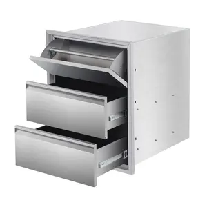 GARVEE Outdoor Kitchen Drawers with Paper Towel Holder: Versatile Triple and Double BBQ Access Drawers, Stainless Steel, Flush Mount Design for BBQ Island and Grill Station, Available in Multiple Sizes for Customizable Outdoor Kitchens