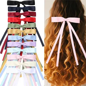 12 PCS Hair Bows for Women, Hair Ribbon with Long Tail Bowknot Hair Clips for Women Girls, Hair Barrettes with Bow Accessories (12 Color mixing)
