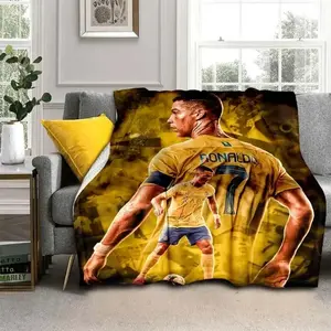 Soft Throw Blanket Cristiano R-Ronaldo CR7 Pattern Flannel ,Multi-purpose Holiday Gift Blanket Warm And Blankets All Seasons