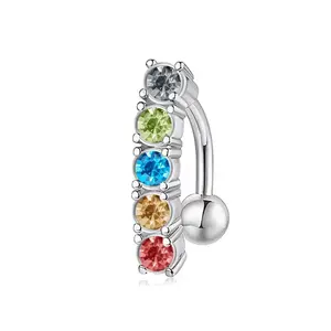 Y2K Sweet & Cool Multi-color Rhinestone Belly Button Ring, Beach Bikini Accessory, Crop Top Navel Stud for Party Outfits