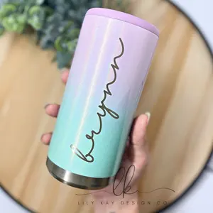 Custom Engraved Skinny Can Cooler | Bridal Party Gift | Beach Koozie | Personalized Gift for Friend Drinkware