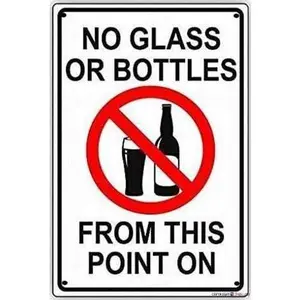 New Street Sign Metal Tin Sign/No Glass Or Bottles from This Point On Safety Restriction Alert Safety Sign Outdoor Safety Warning Decoration 8x12 Inches Aluminum Sign