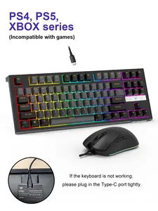 Gaming Keyboard & Mouse Combo-87 Keys Wired RGB Hot-swappable Keyboard with 7200, Ideal for PC, Laptop, Computer, Desktop, Notebook