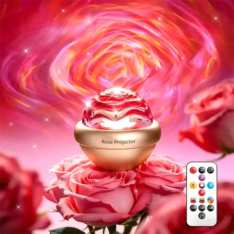 Onefire Rose Crystal Light Projector, Northern Lights Lamp with Remote, 5 Brightness Levels & Timer, Romantic Ambient Lighting for Bedroom Decor, Gift for Her Mother's Day Anniversary Proposal,ambiance light,summergarden