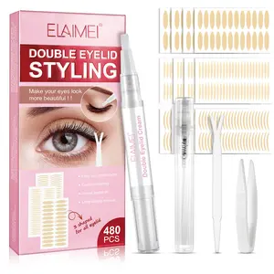 Elaimei Double Eyelid Tape Hooded Eye Lift-Droopy Eyelid Lifter Eye Lid Strips for Hooded Eyes( 480p) Sticker Tweezers Makeup