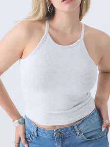 Ribbed High Neck (Mid-Length) Tops Casual