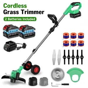20V Cordless String Trimmer, electric grass trimmer，Adjustable Telescopic， 4.0Ah Batteries  with Fast Charger, Grass Cutter with Auto Line Feed, 3-in-1 Electric Lawn Mower Grass Trimmer&Lawn Tool  for Yard, Garden/manual lawn mower Weed Wacker