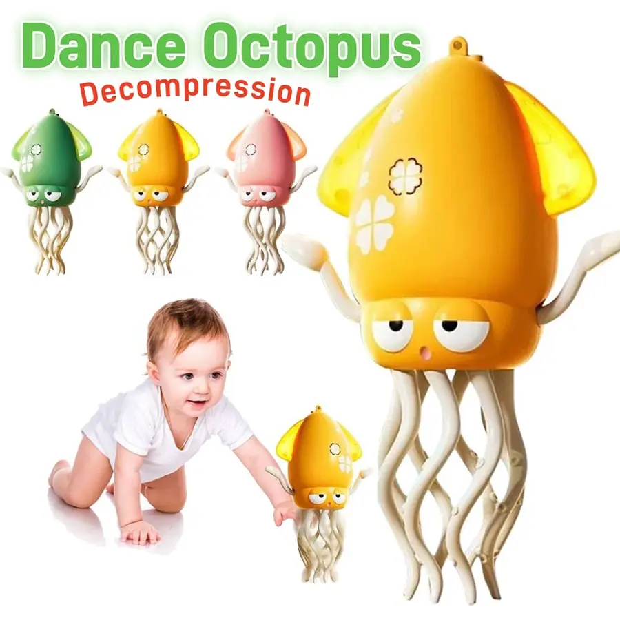 Dancing octopus toy with lights and music, Sensory interactive automatic obstacle avoidance octopus crawling toy, fun participatory game activities Play