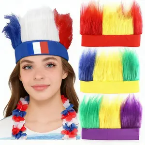 Colorful Flag Fan Wig Headband, World Cup Football Event Cheering Prop, Essential for Match Scream, Atmosphere Creator, Unisex