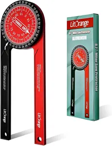 Litorange Aluminum Miter Saw Protractor Plus | 8.7-Inch Angle Finder Featuring Precision Laser Engraved Scales for Inside Outside Corner, Carpenters, Plumbers and All Building Trades, Two-color Design