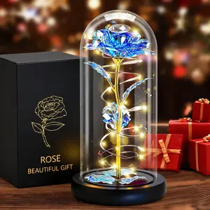 Glowing Eternal Rose LED Night Light, Gold Foil Handmade Colorful Fake Flower, Never-Fade Home Decor Lamp, Ideal Gift for Mother's Day, Valentine's Day, Birthday or Anniversary, Perfect for Girlfriend, Wife, Mom or Best Friend