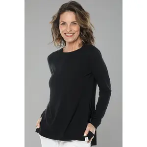 Women's Surf Side Slit Long Sleeve Shirt | Black