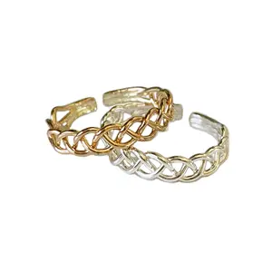 Mermaid Braid Sterling or Gold Fill Adj Toe Ring