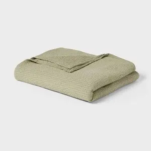 Full/Queen TENCEL Lyocell Waffle Bed Blanket Green - Threshold Full/Queen TENCEL Lyocell Waffle Bed Blanket Green - Threshold