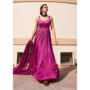 Purple buti anarkali and dupatta