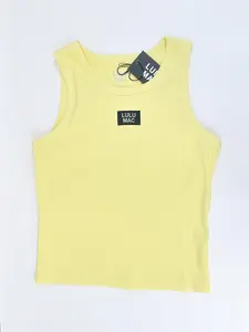 Lulu Mac Solid Every Day Ribbed Logo Tank Top, Fabric, Everyday