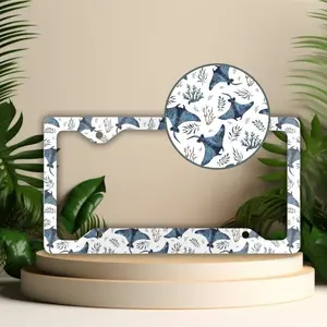 Stingray License Plate Frame, Ocean Themed Car Decor, Sea Life Vanity Tag Holder, Beachy Car Accessories, Animal Lover Gifts for Women, Men