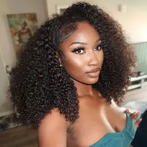 [3 In 1 Half Wig] KEIYET HAIR Kinky Curly Half Wig Invisible Hairline 180% Density Wear Go Burmese Curly Half Wigs With Drawstring Seamless Flig Over Wig Human Hair
