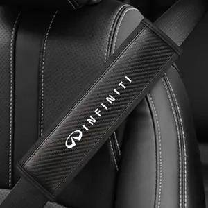 Infiniti Fx35/q50/q30/esq/qx50/qx60/qx70/ex/jx35/g35 Seatbelt Shoulder Covers, Car Interior Accessory, PU Leather & Carbon Fiber Stripe Design, Enhances Driving Comfort