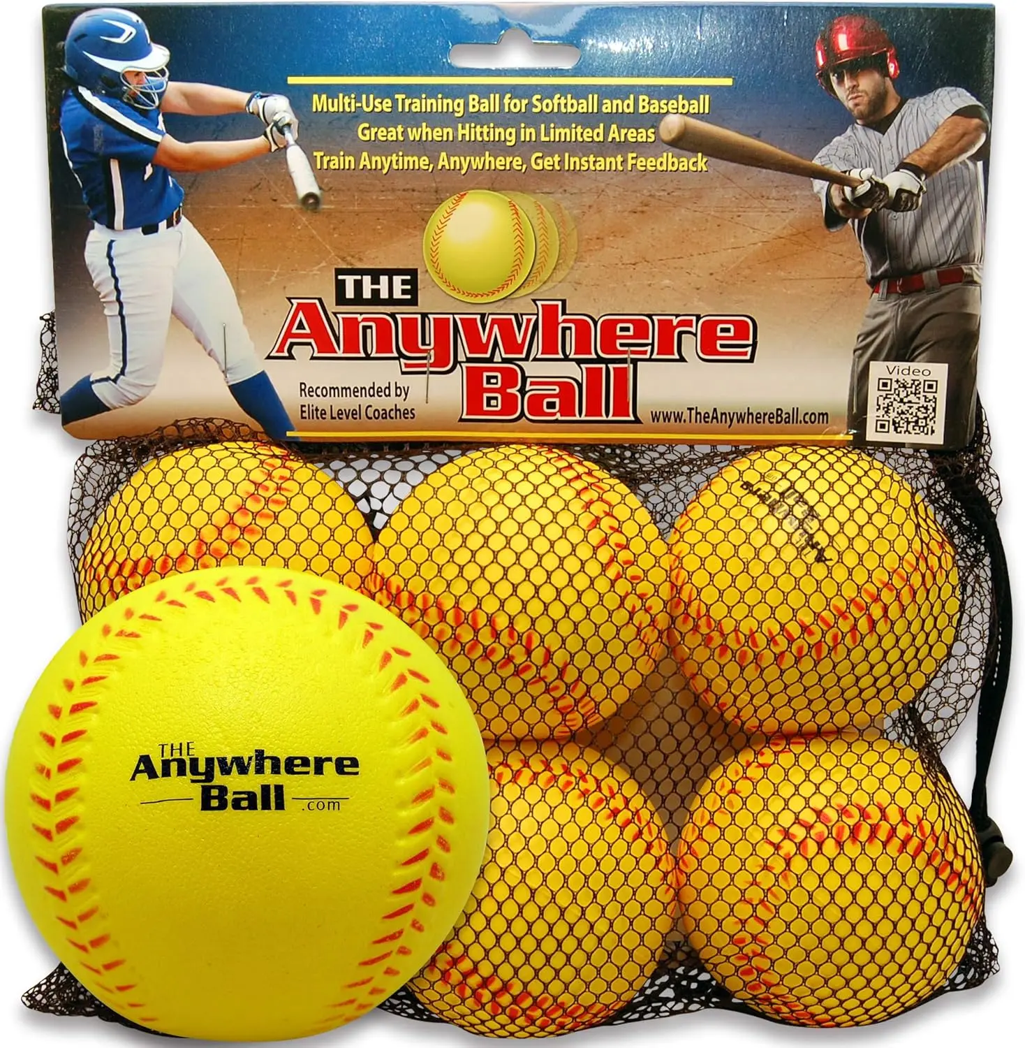 The Anywhere Ball Baseball & Softball   Ball (6 Pack Bundle)