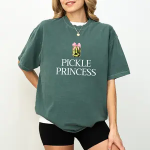 Pickle Princess Comfort Colors Shirt, Pickle Era Graphic Tee, Coquette Pickle Jar Unhinged Shirt, Funny T-shirt For Women, Pickle Lover Tee, Picklesburg Shirt, Comfy Fabric Graphic Tee, Women's Tops, Womenswear, Cotton Fabric Relaxed Fit Chic Style