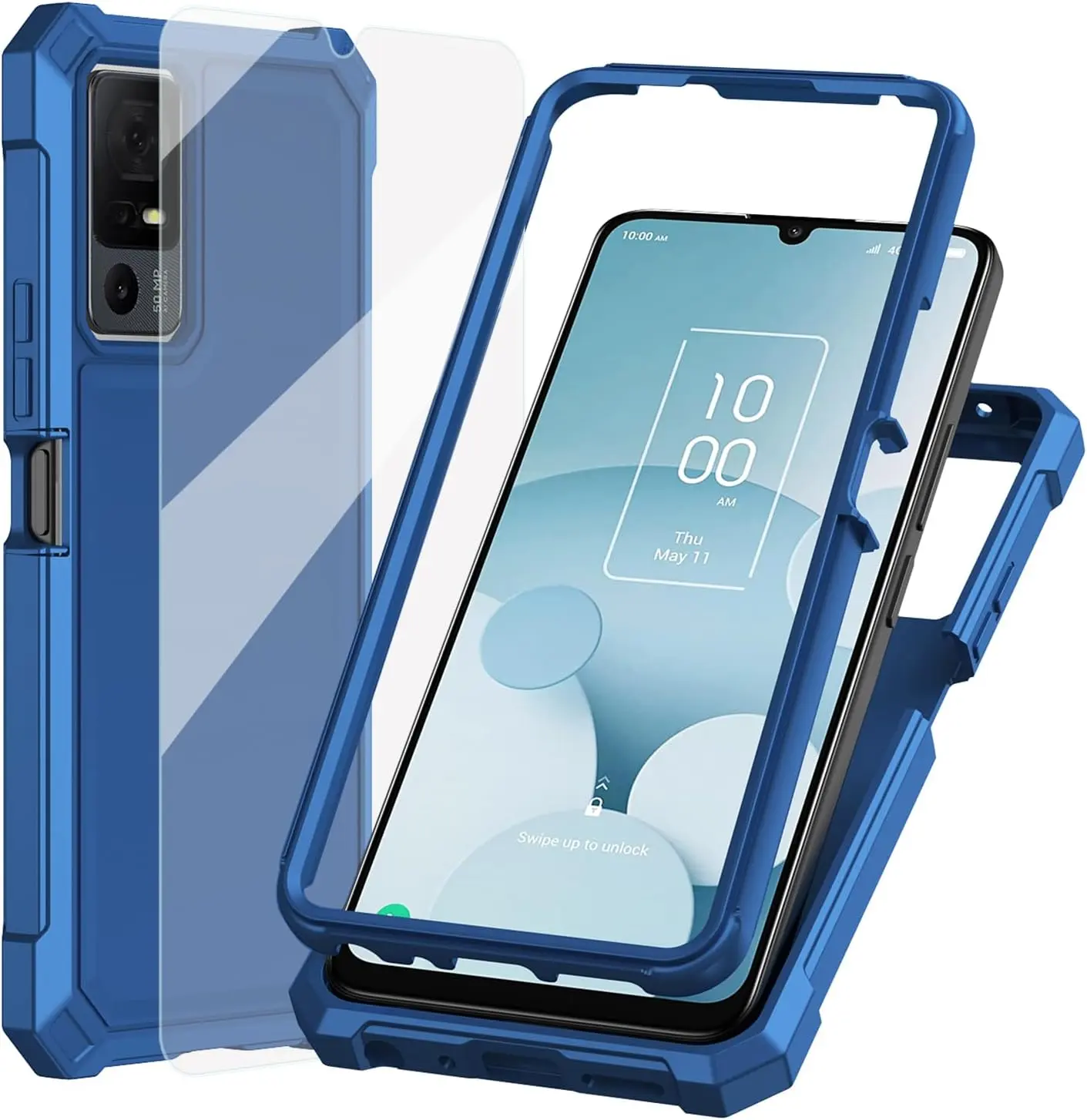 Case for Jitterbug 4, TCL 505 T509A/TCL 40T T608DL/TCL 40 XL Phone Case with Screen Protector, Dual Layer Protection, Shockproof Corner TPU Bumper, Heavy Duty Cell Phone Cover-Blue - TikTok Shop Case for Jitterbug 4, TCL 505 T509A/TCL 40T T608DL/TCL 40 XL Phone Case with Screen Protector, Dual Layer Protection, Shockproof Corner TPU Bumper, Heavy Duty Cell Phone Cover-Blue - TikTok Shop