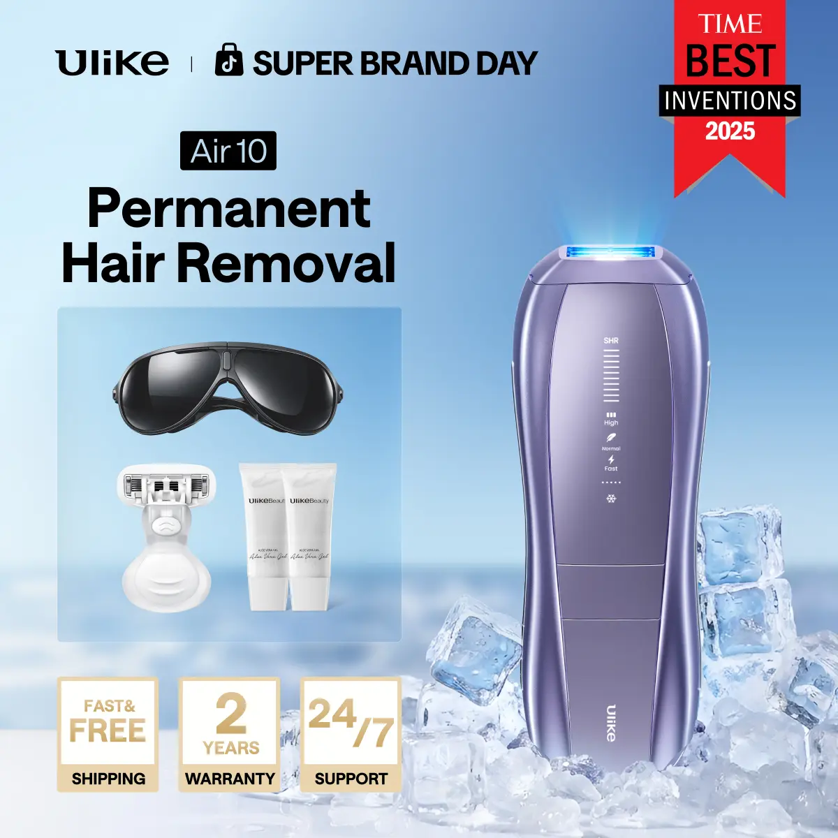 Ulike Laser Hair Removal Air 10 IPL Device with Ice-Cooling Contact Dual Lights Skin Sensor & SHR Mode for Comfortable Effective Results - Epilator