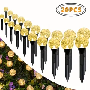 20led Solar Crystal Garden Light, Outdoor Lawn Lamp with 8 Lighting Modes, Automatic On/off, Ideal for Summer, Camping, Christmas, Wedding, Party, Birthday Path Decor, Solar Ground Lights