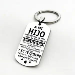 To My Son Keychain from Mom, 2026 Graduation Gift for Son, Spanish Language Inspirational Gift, Engraved Stainless Steel Key Ring, Sentimental Son Keepsake