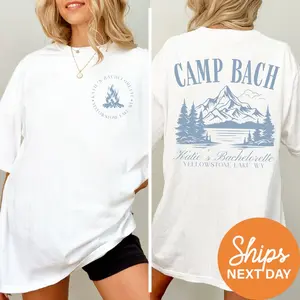 Vintage Camp Bachelorette Shirt, Custom Camping Bachelorette Shirts, Outdoor Mountain Bride Tee, Retro Lake Themed Bridal Party, Hiking Bach WHITE