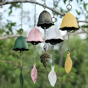 Japanese Style Cast Iron Wind Chime Decorations, Garden Accessories - Retro Hanging Leaf Bells with Vibrant Colors, Durable Metal Outdoor/Indoor Hanging Decor for Holidays, Garden & Home - No Electricity Needed, Holiday Ornaments
