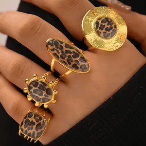 Jewelry Stainless Steel 18K Leopard Print Ring for Women, Niche High-End Light Luxury Open Ring