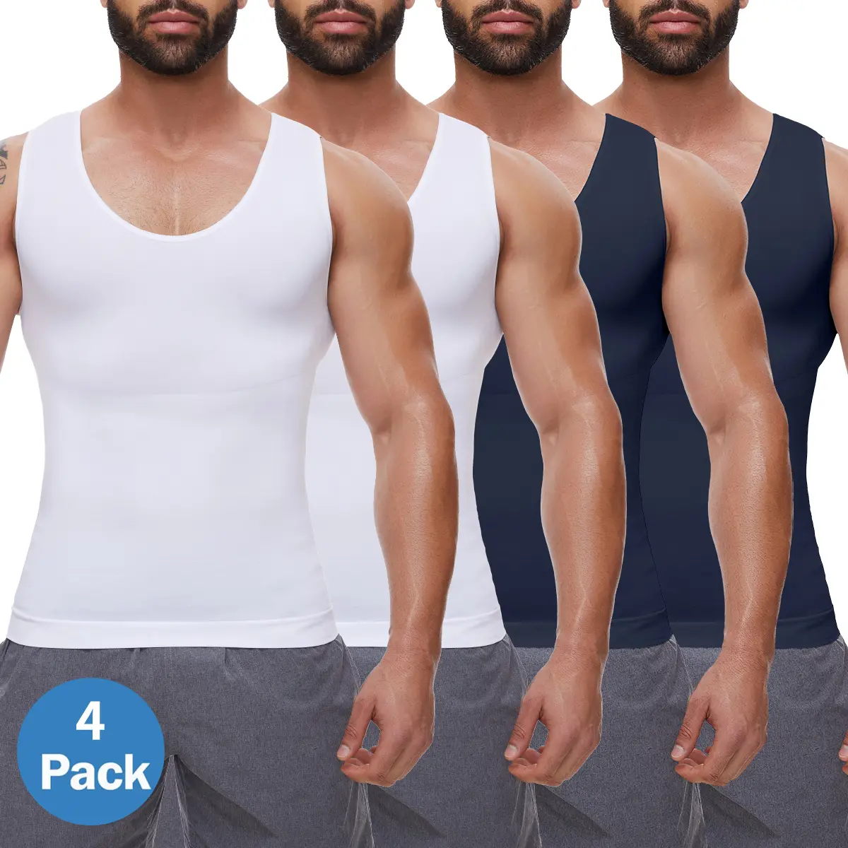 White (2 Pack)+Navy Blue (2 Pack)