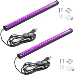 Black Light Bar, 10W 1ft Black Light for Cabinet, USB UV Black Light Fixture for Fluorescent Tapestry Poster,  , Halloween Decorations, Christmas Party, with On/Off  (2-Pack)