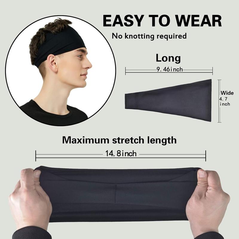 Sports Headbands for Men (5 Pack) - Moisture Wicking Workout Headband, Headbands for Men & Women | Sweat-Wicking, Secure Fit, Adjustable - Ideal for Running, Fitness, Basketball & Tennis