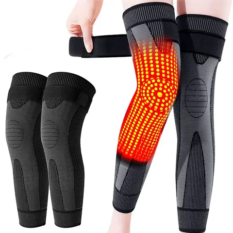 Unisex Adults' 2Pcs Heatable Tourmaline Acupressure Self-Heating Knee Sleeves & Wormwood Acupressure Shaping Socks - Massage Support, S/XXL/3XL Sizes, Polyester-Cotton, for Daily Life & Work (Sports & Outdoor Accessories)
