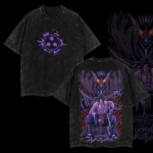 Universe Sasuke uchiha "Uchiha Revenge " The taka  - Narutoo Edition Double Printed Oversize Lightweight Acid Washed Tee Anime  Graphic Design Top Cotton Streetwear - Ninja Anime T-Shirt Clothes Menswear Womenswear.
