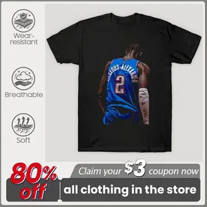 Shai Gilgeous-Alexander Graphic T-Shirt, OKC Thunder #2 Player Back Portrait Print Casual Short Sleeve Cotton Tee, Basketball Sports Fan Apparel, Comfort Daily Street Wear Top, Ideal Gift For Men Basketball Fans Outfit