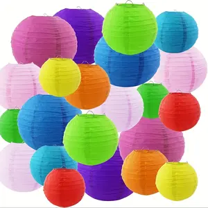 Acrylic Set of 22 Colored Paper Lanterns 10 Colors 4 Sizes Perfect for Festivals Weddings Birthdays Garden Parties & Indoor Outdoor Decor