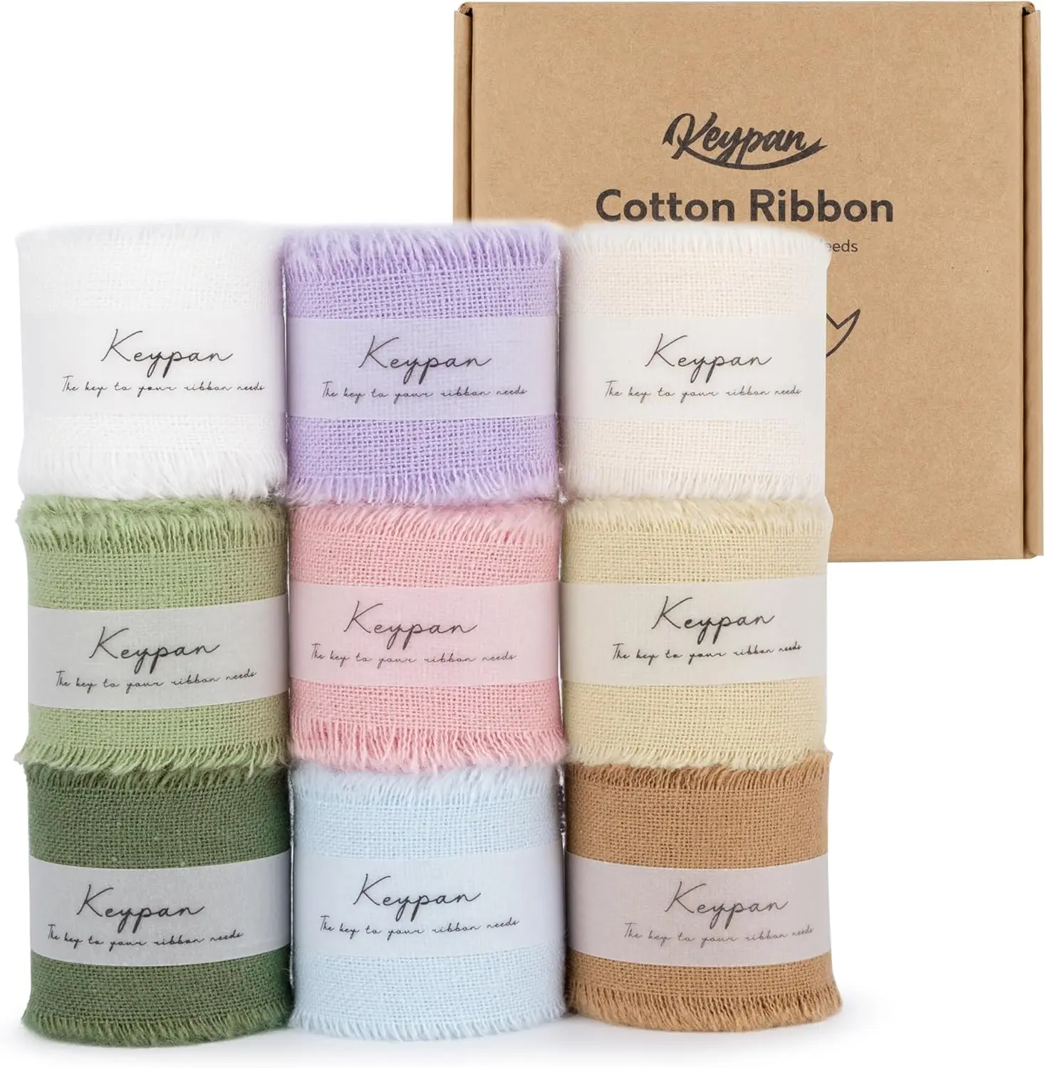 Cotton Ribbon 1 x 15 Yards with Frayed Fringe Fabric Cotton Ribbons for Gift Wrapping Wedding Invitations Flower Bouquet Baby Shower