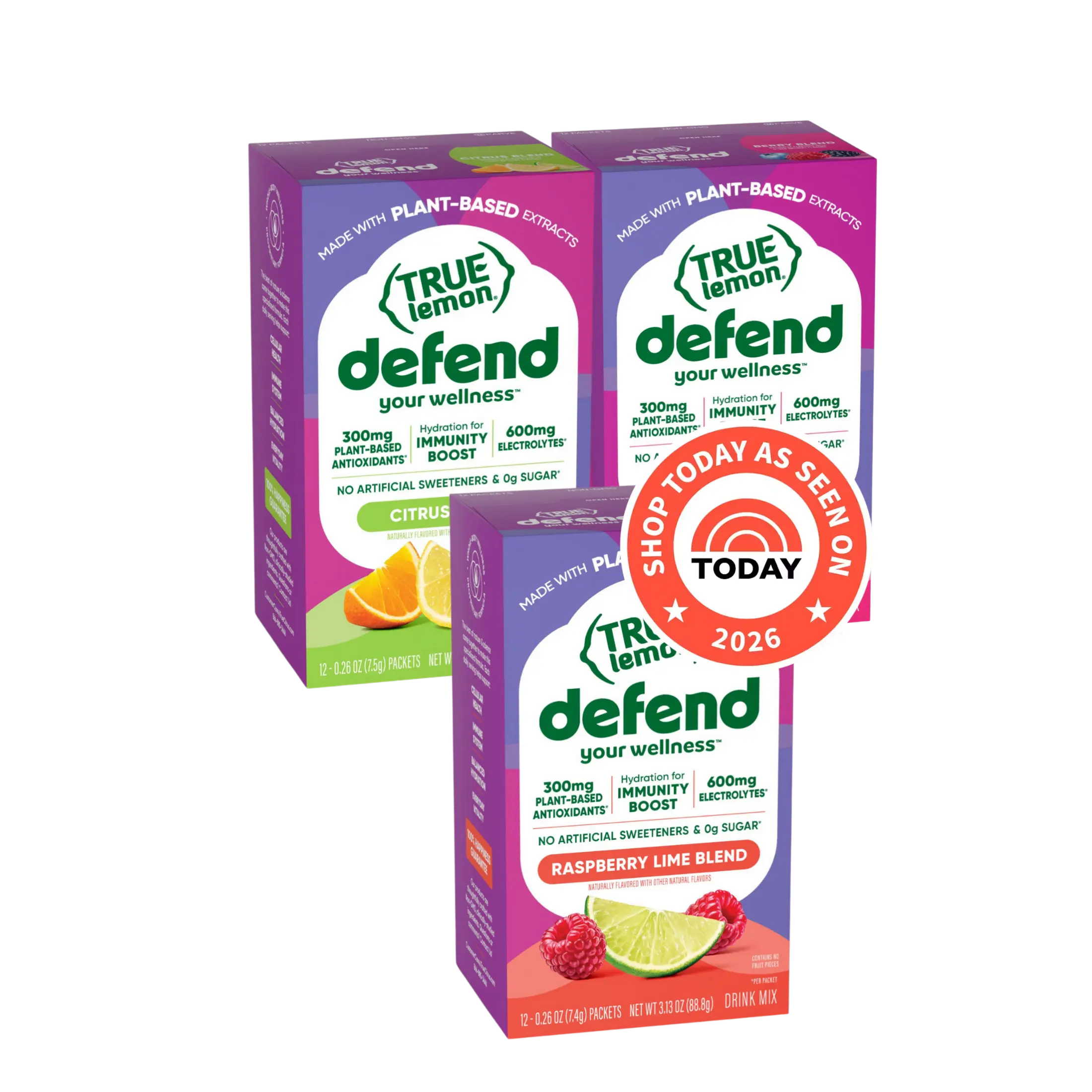 True Lemon Defend Wellness Variety Bundle | Antioxidants + Electrolytes | 0g Sugar | 3 Flavors