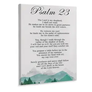 Christian Canvas Wall Art Psalm 23 The Lord Is My Shepherd Canvas Print Positive Scripture Canvas Painting Home Bedroom Wall Decor Gifts Landscape