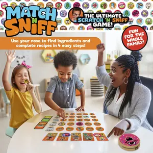 Match 'N Sniff Sweet & Smelly – Family Scratch 'N Sniff Game with 13 Recipe Cards, 26 Ingredient Tokens & 4 Garbage Can Cards