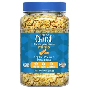 Just the Cheese Minis – Grilled Cheese Crisps, 10 oz Jar, Delicious Low-Carb Lifestyle Protein Chips, High-Protein, Gluten-Free Crisps, Keto-Friendly, Zero Sugar, Perfect Snack for Adults